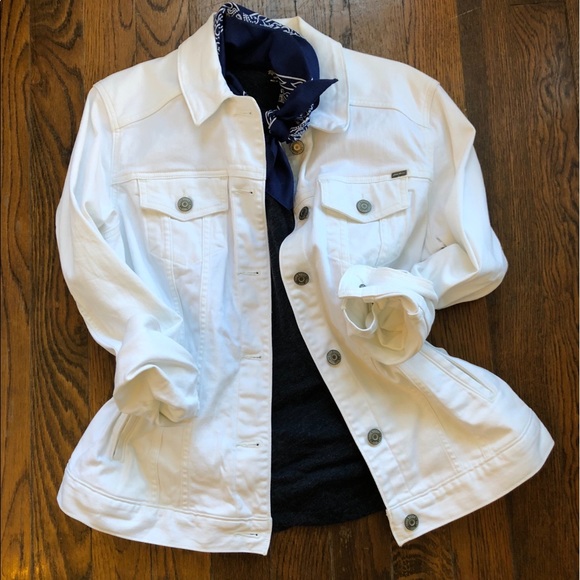tall white denim jacket